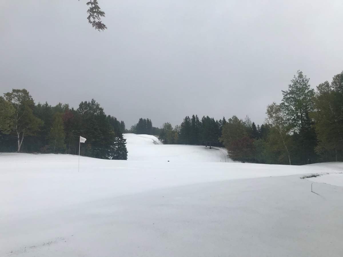 Snow covered the golf course in Antigonish on Friday, Oct. 9. 