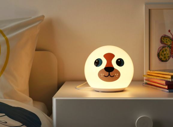 LED table lamp, dog pattern, $18, available at IKEA Canada   Dance Pow-wow sticker sheet, $10, available at Etsy Canada  Fantastic garden comforter set, $50, available at Simons Shark wooden pendulum clock, $65, available at Dilly Dally  A Little Lovely Company Cloud Projector Light, $20, available at Kid Monet