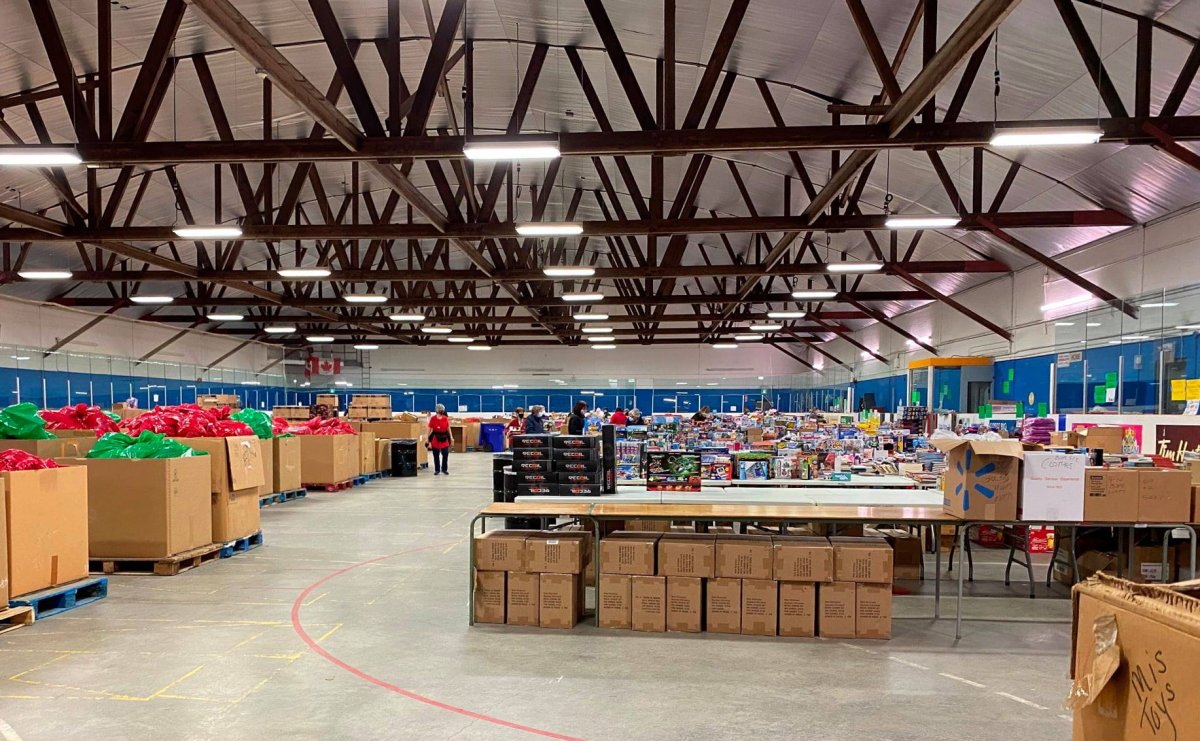 2020 - London's Silverwood Arena in Nov. 2020 being prepared for that year's Christmas Hamper Program.