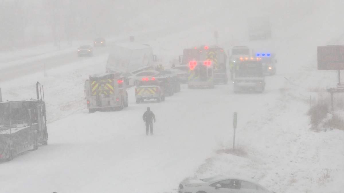 Police say the crash that occurred on December 11, 2019 damaged 22 passenger vehicles and 25 commercial vehicles as a result of the collisions near Brockville, and hundreds more were stuck in the traffic jam that resulted.