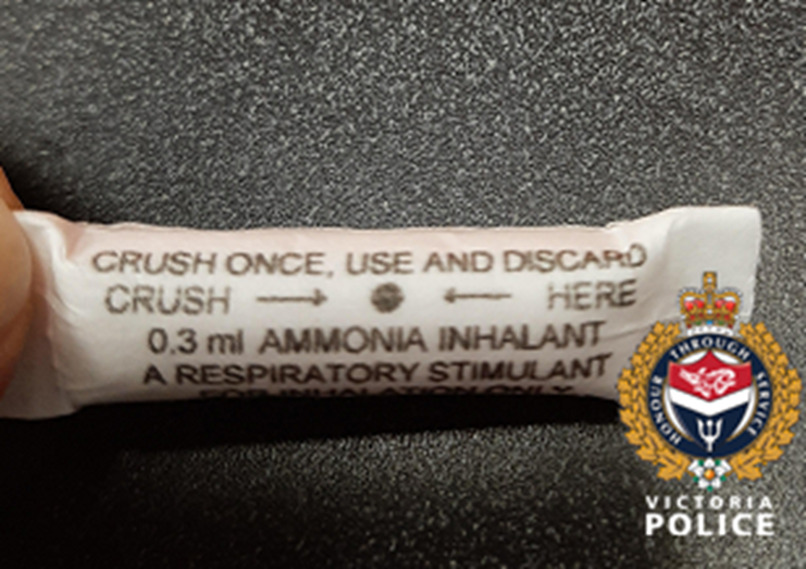 Victoria police provided a photo of the ammonia inhalant found in the child's Halloween candy.