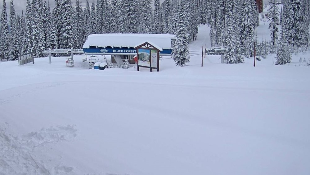Weather conditions at Big White Resort’s Black Forest chairlift on Saturday afternoon.