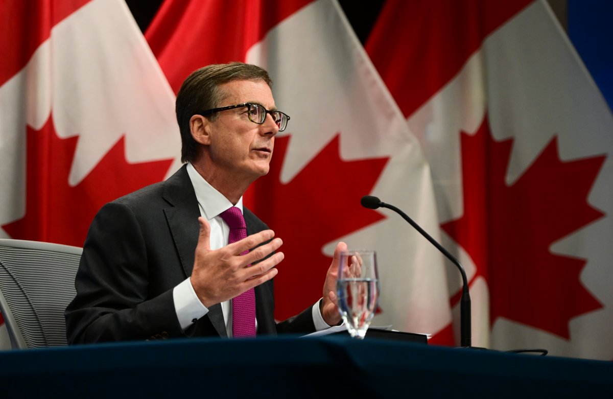 Governor of the Bank of Canada Tiff Macklem holds a press conference at the Bank Of Canada in Ottawa on Wednesday, Oct. 28, 2020. 
