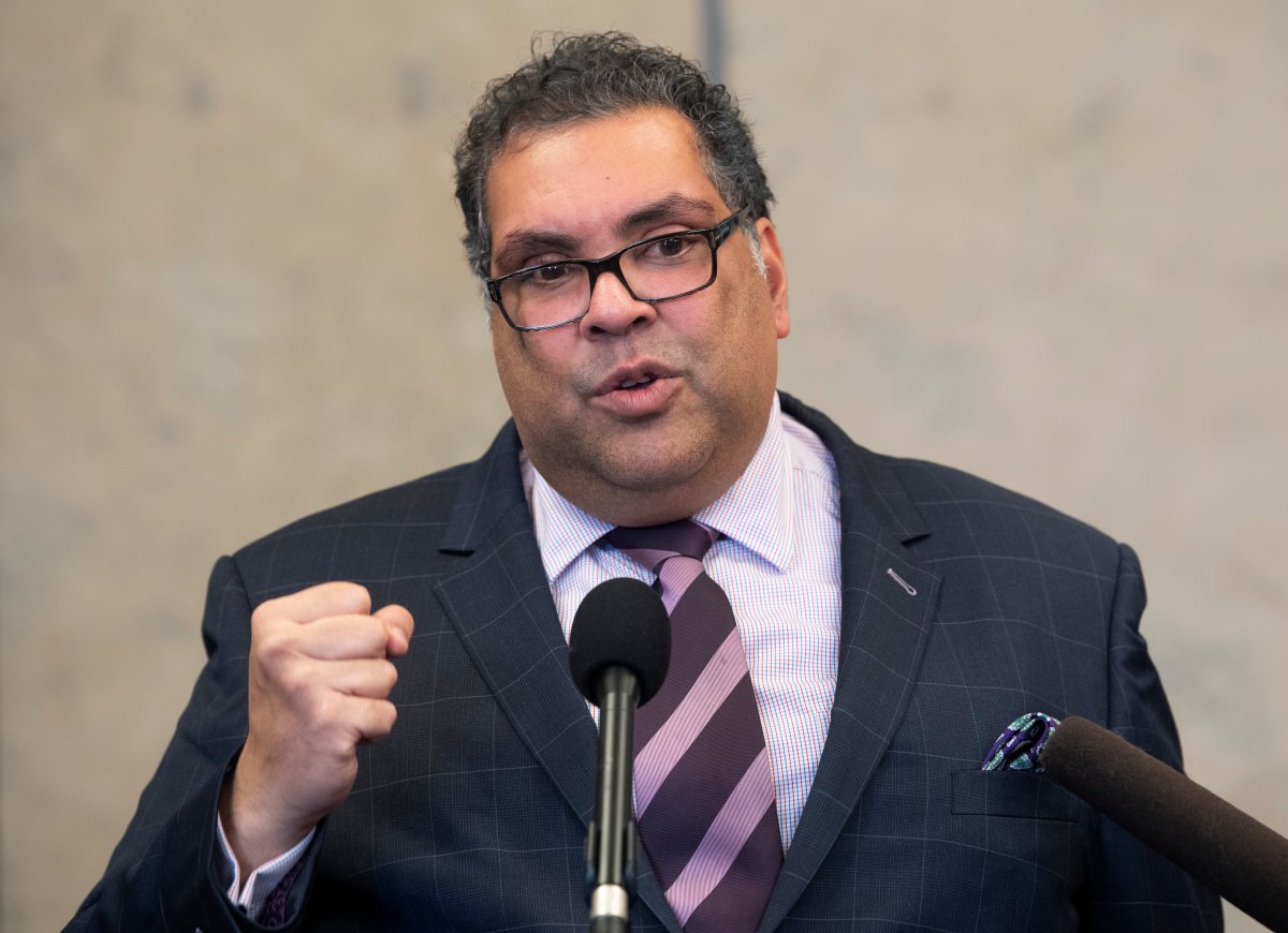 Mayor of Calgary, Naheed Nenshi speaks with reporters following a meeting with the prime minister on Parliament Hill in Ottawa on Thursday November 21, 2019.