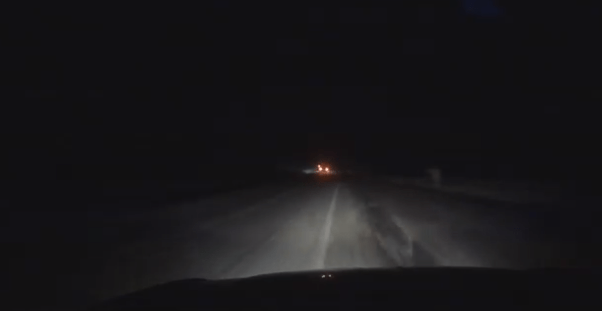 Dash cam video moments after a pick-up truck veered off the highway, killing the front seat passenger, according to a witness. 