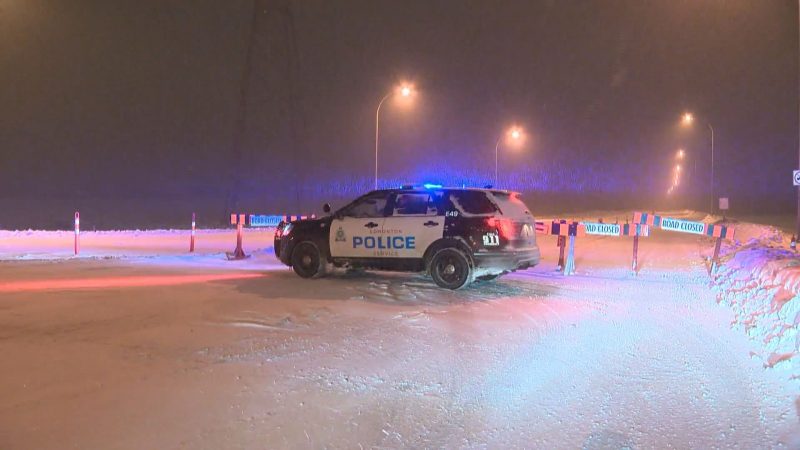 Edmonton police block traffic amid an investigation in the area of 17 Street and Anthony Henday Drive on Thursday.