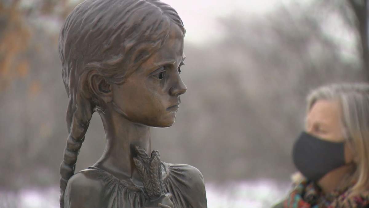 While the Ukrainian community in Regina usually gathers in Saskatchewan's legislative building to mark Holodomor, this year, a small contingent gathered outdoors around an important monument Tuesday.