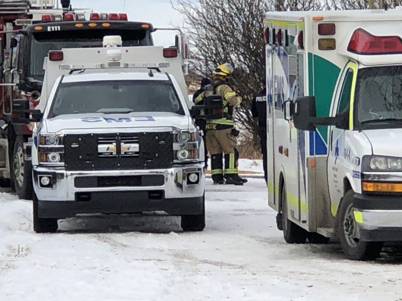 An RCMP investigation east of Delacour, Alta., can be seen on Nov. 25, 2020.