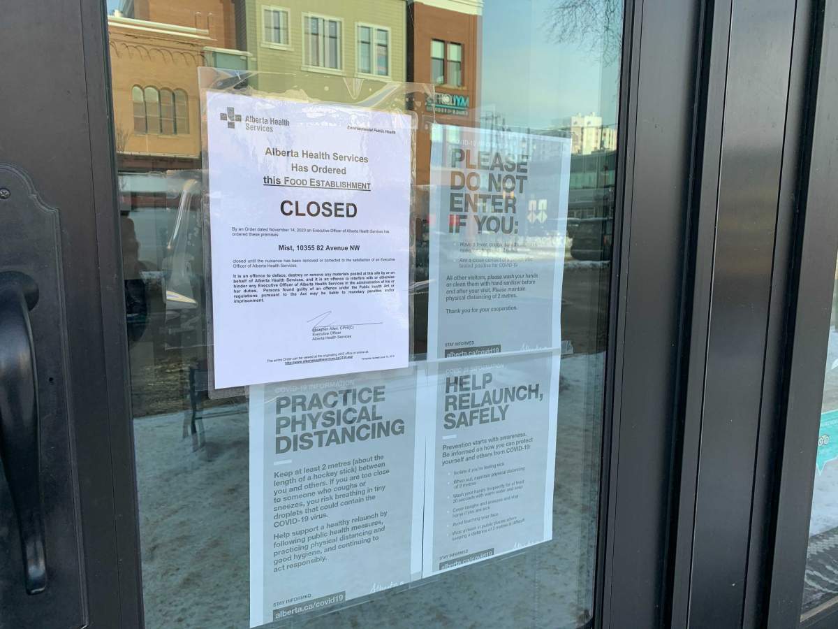 Mist, a hookah bar on Whyte Avenue, has been ordered to close immediately after a number of health and COVID-19 violations.
