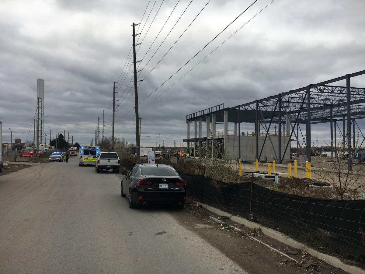The scene of a fatal industrial accident in Vaughan on Monday.