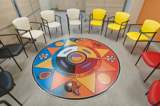 The ceremonial area of the new Indigenous healing space at LSHC’s Victoria Hospital.