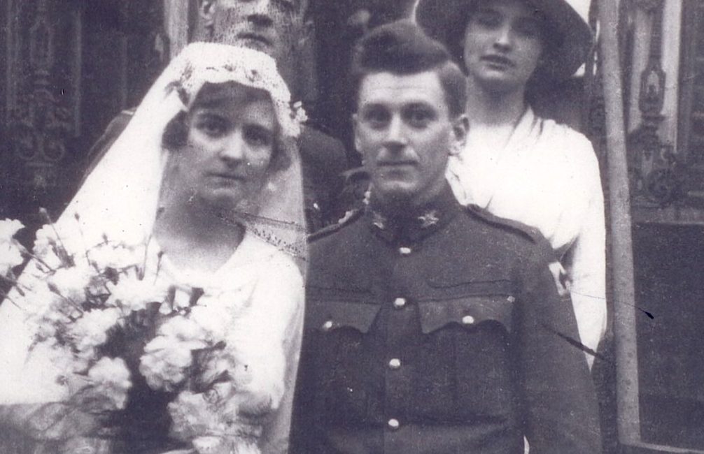 Eleanor Gay Masters and Sgt. James Baird Brown (Jr.) on their wedding day of Jan. 4, 1919 in London, England. Brown moved back to Winnipeg with his war bride in 1921.