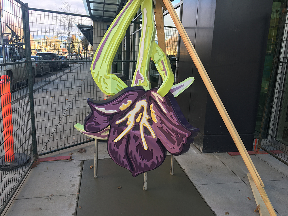 A close-up of the bloom of the art piece ‘Flower.’