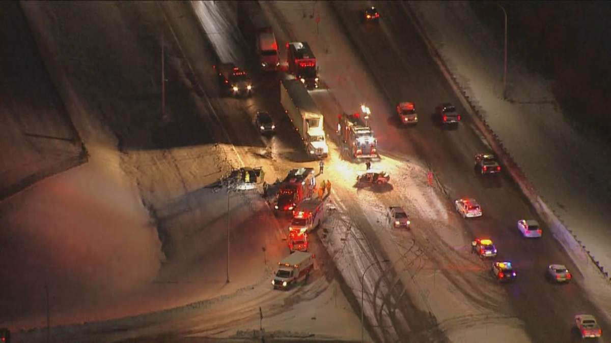 RCMP, EMS and fire crews on scene of a serious two-vehicle crash on Highway 16A at Range Road 261 Wednesday, Nov. 25, 2020.