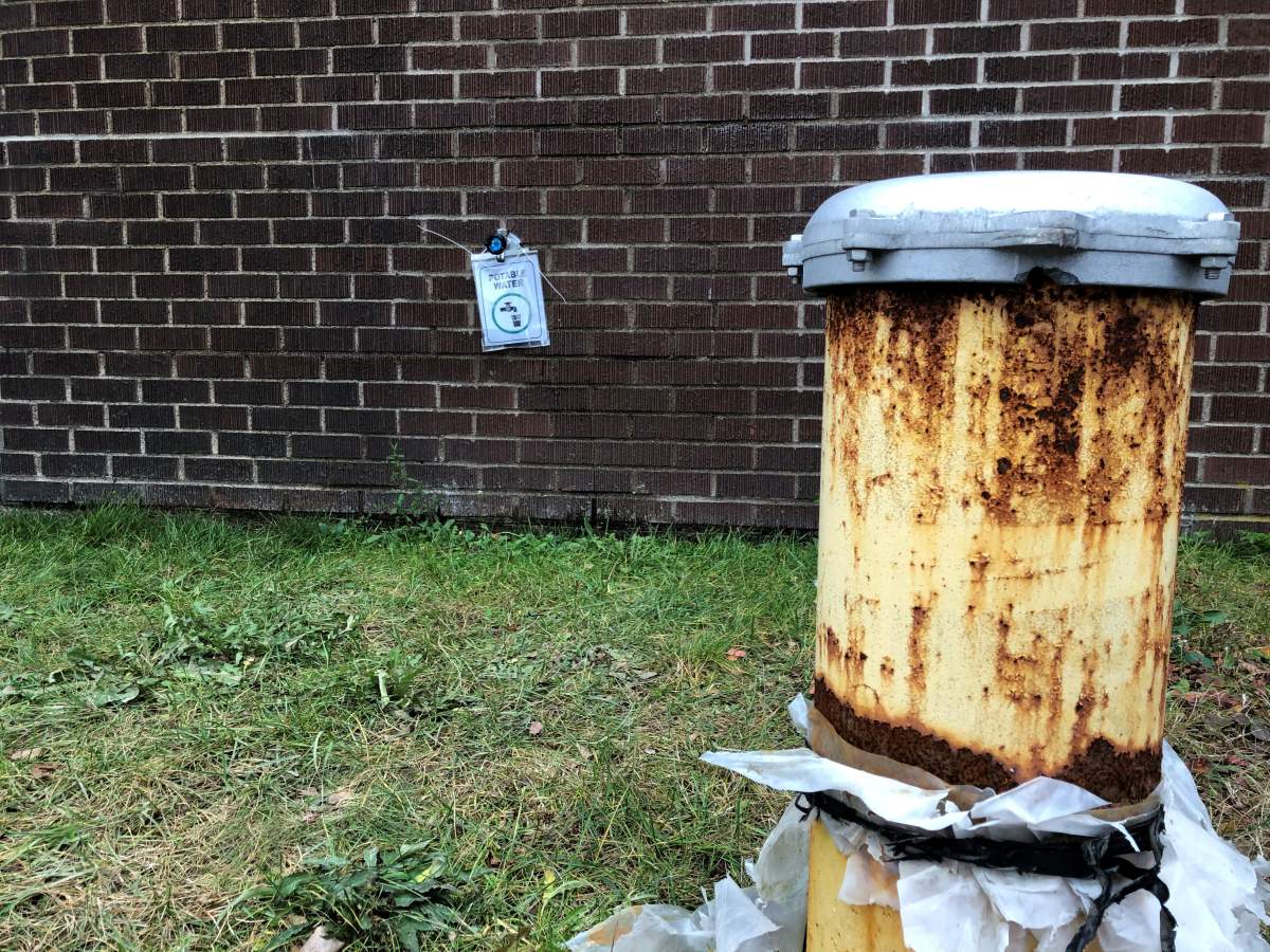 Residents of Quispamsis, N.B., can access potable water from this outdoor tap at the Quispamsis Memorial Arena.