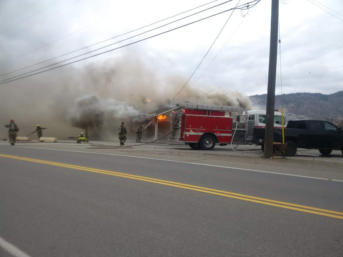 Firefighters were called to a blaze at a South Okanagan fruit stand on Tuesday.