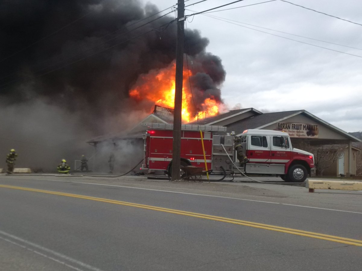 A fire seriously damaged a South Okanagan fruit stand on Tuesday. 