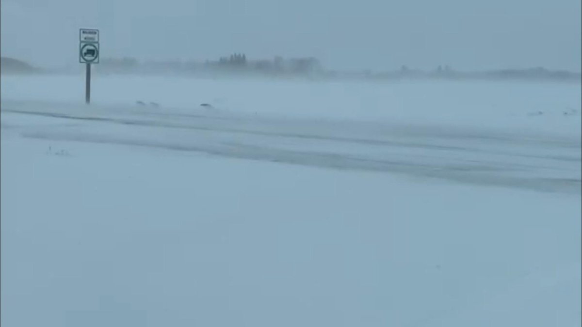Winter road conditions seen in Saskatchewan on November 7, 2020.