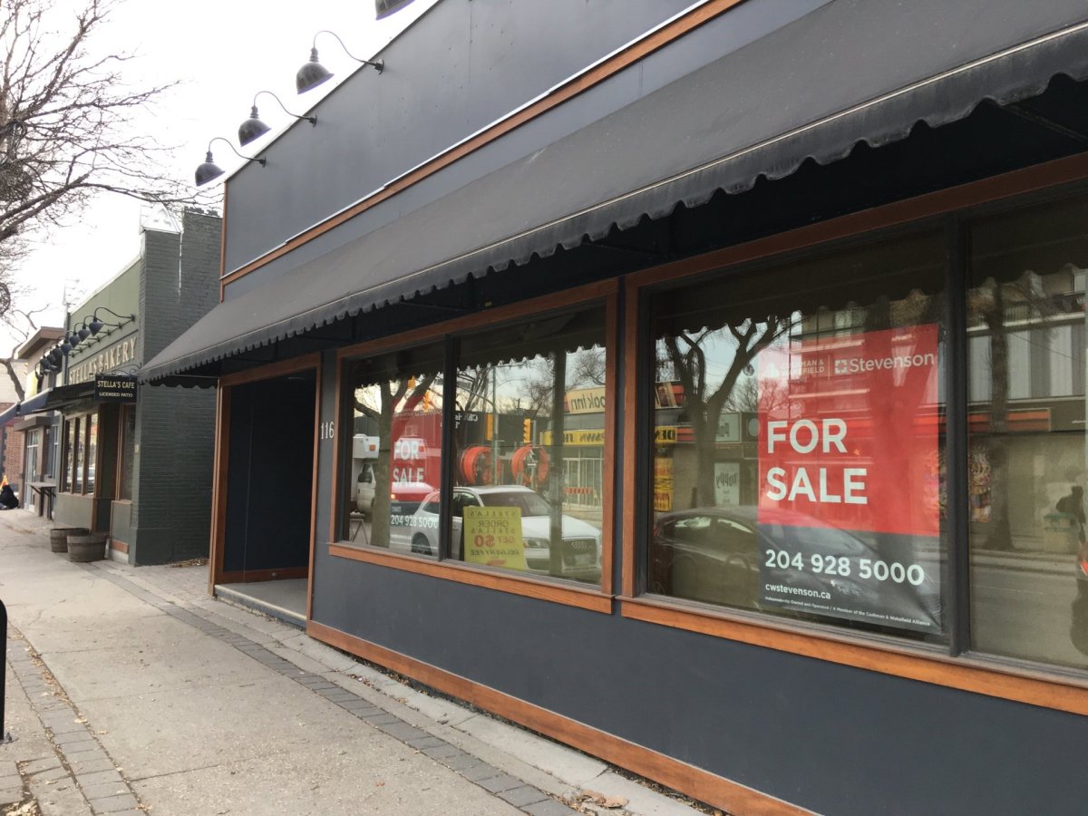 The Stella's location on Sherbrook St. is seen with for-sale signs in the window.