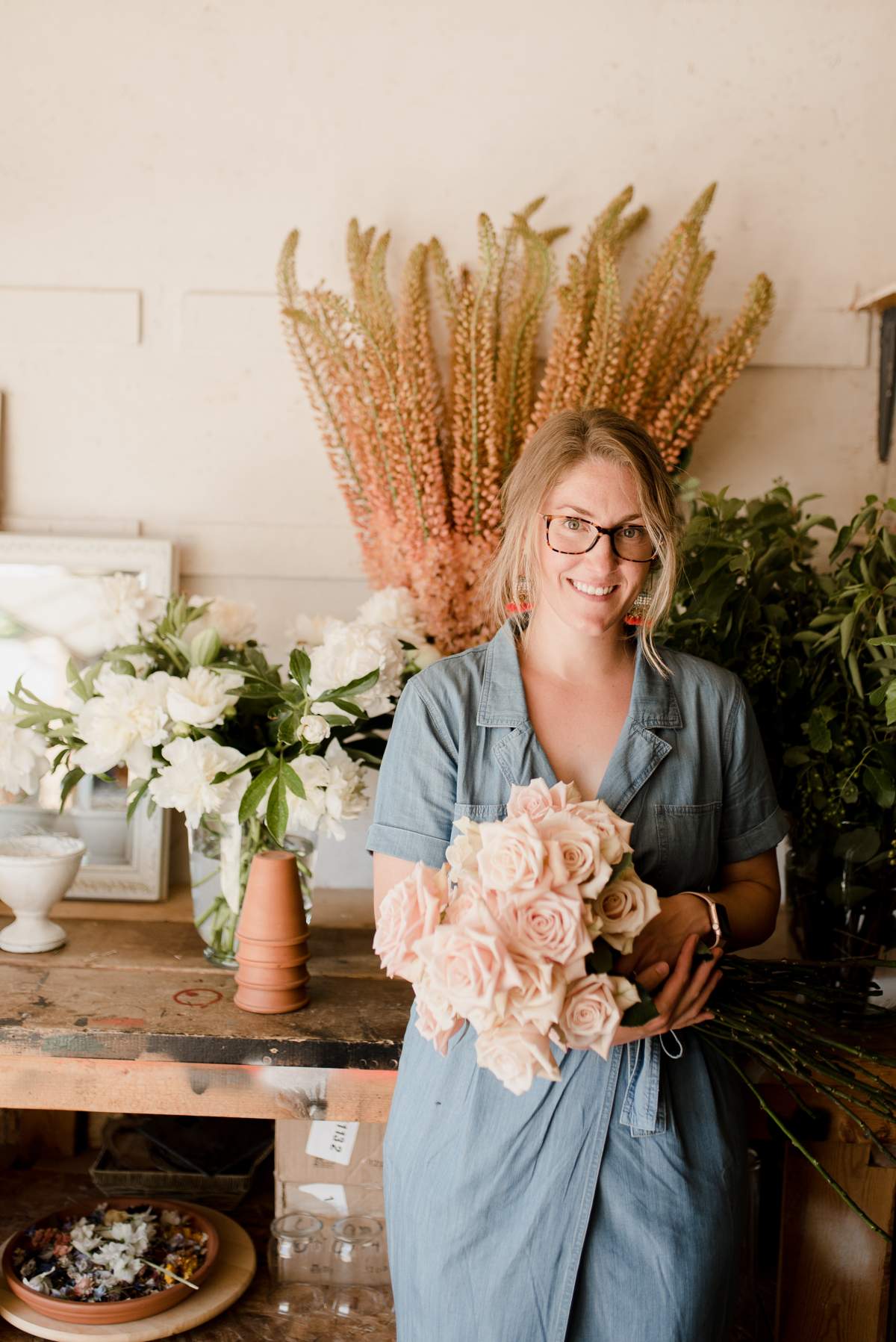 Lauren Wiebe, owner of Stone House Creative, is a studio florist specializing in weddings for the past 12 years./Vanessa Renae Photography.