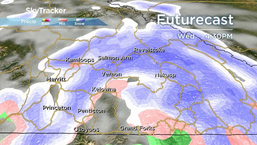 The risk of rain and snow returns to the Okanagan on Wednesday.