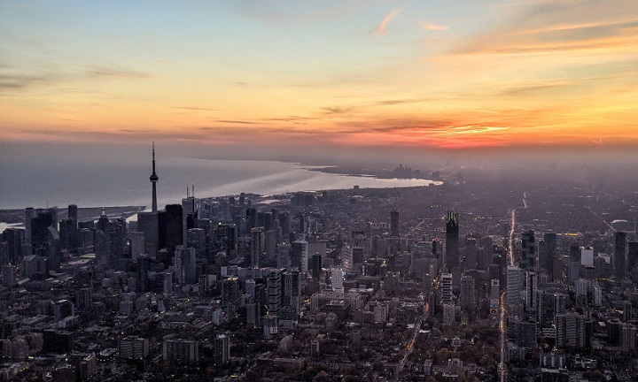 Looking west at the Toronto skyline.