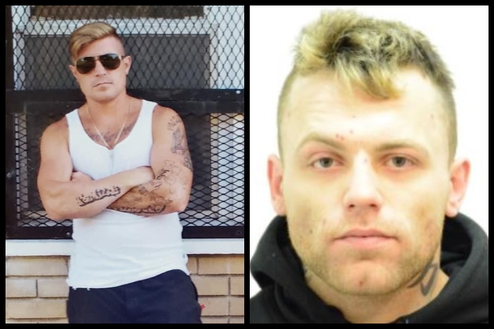Jessie James Hanaghan (left) was found dead in Calgary on Oct. 30, 2020. Suspect Michael Andrew Onischuk (right) is wanted on a Canada-wide warrant for murder.