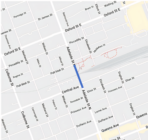 Road Closure: Adelaide Street North between Central Avenue and Pall Mall Street in London, Ont. 