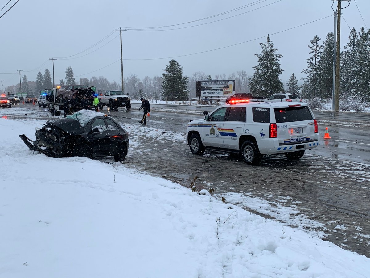 Police say a three-vehicle accident along Highway 97 north of Kelowna’s airport on Friday morning claimed the life of a 26-year-old Kelowna man.