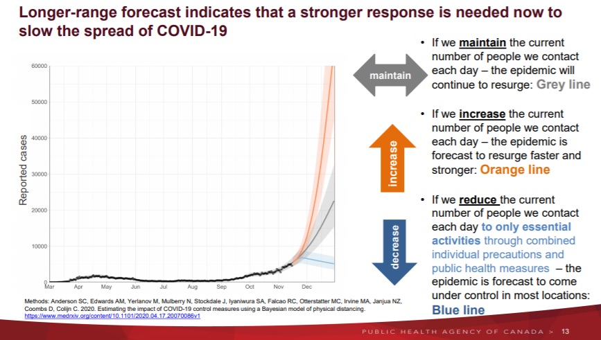 (A slide in Public Health Canada’s update on COVID-19 in Canada, Nov. 20, 2020)