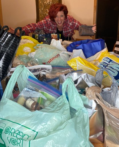 The Uncommon Woman founder, Marlo Ellis, with some donations.