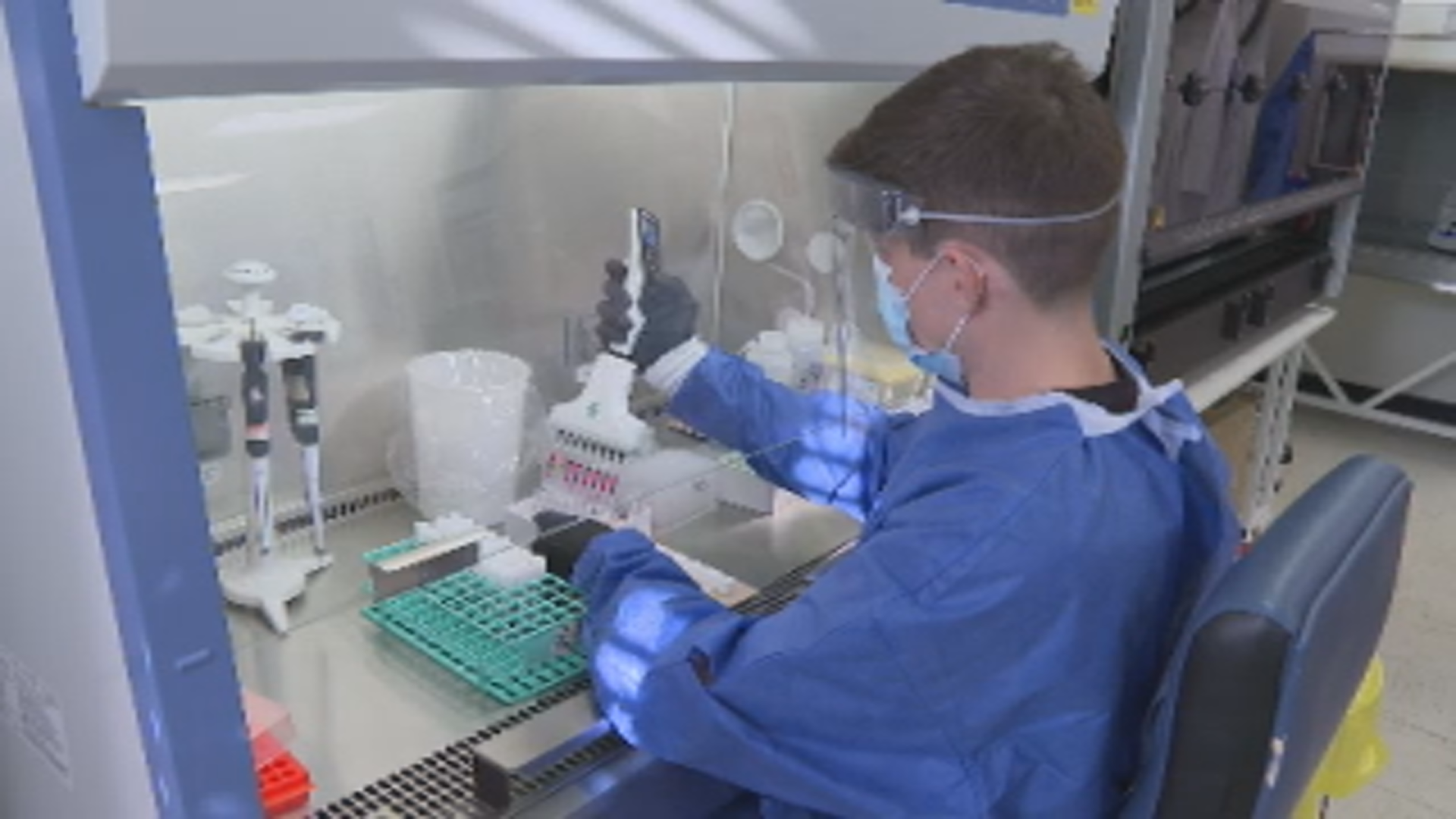 A sample being tested for COVID-19 at Nova Scotia’s microbiology lab at the QEII hospital