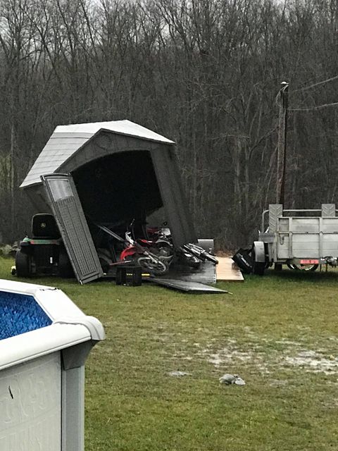 Winds destroyed a backyard shed in Otonabee south Monaghan near Bensfort Road.