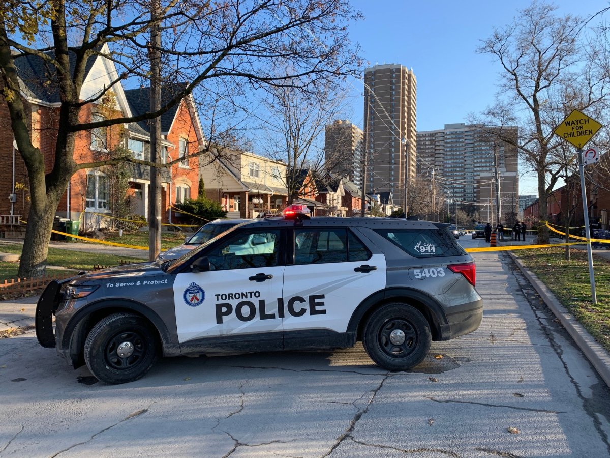 Police at the scene of a shooting in the area of Main Street and Danforth Avenue on Saturday.