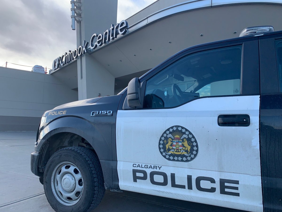 A Calgary police vehicle outside of Chinook Mall on Nov. 28, 2020.