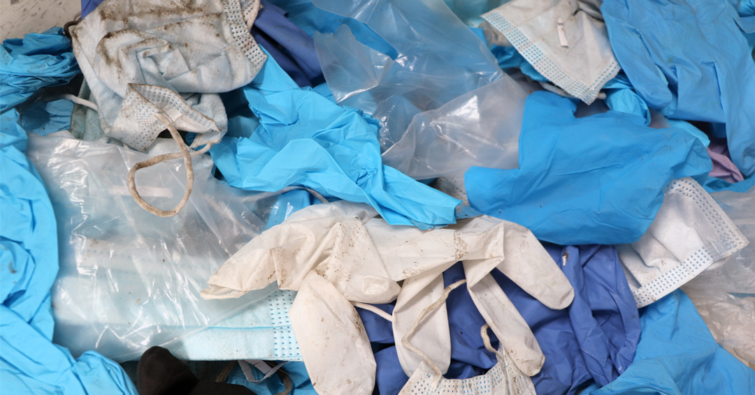 Workers at Loraas Recycling locations in Saskatoon have been removing up to 8,100 single-use gloves and masks in the recycling line daily and putting them in the trash.