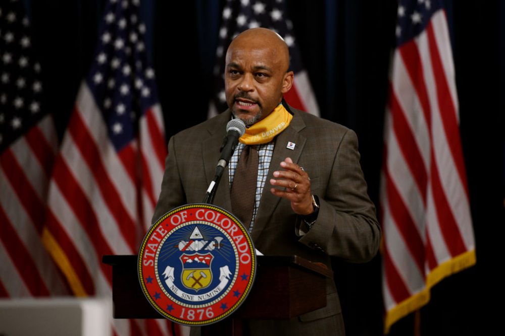 Denver Mayor Michael Hancock announces new coronavirus restrictions on Nov. 17, 2020.