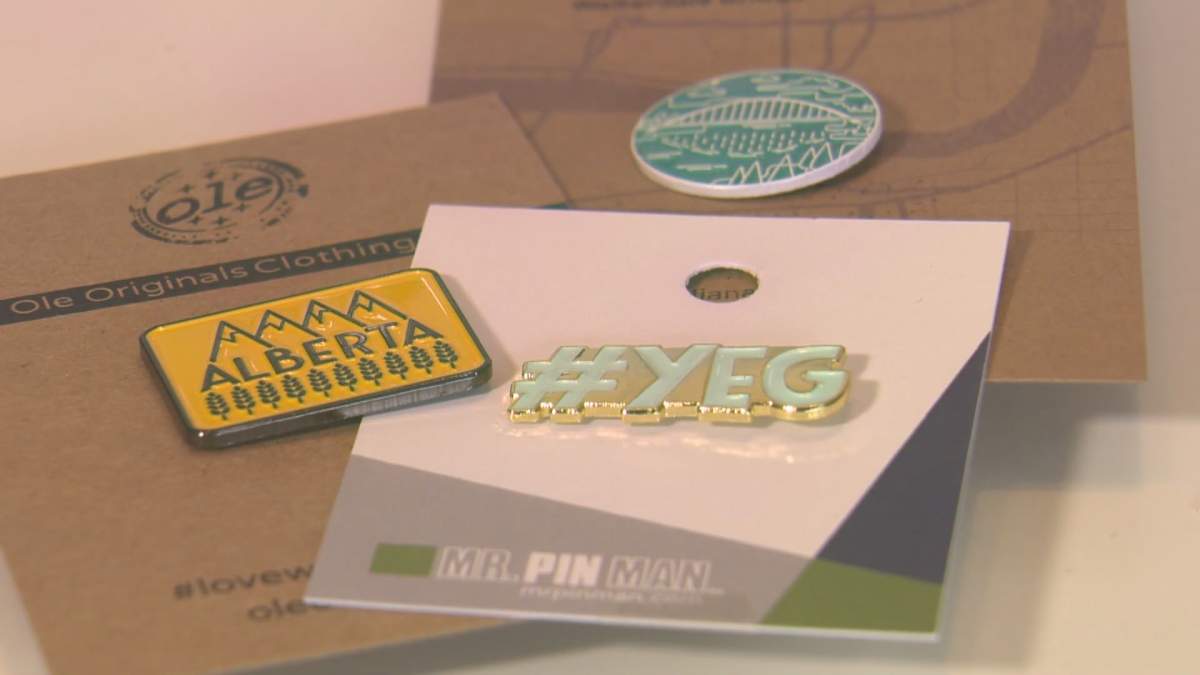 Some Edmonton-themed pins from Majesty and Friends. The boutique has partnered with local artists to create an YEG-themed pin advent calendar. 