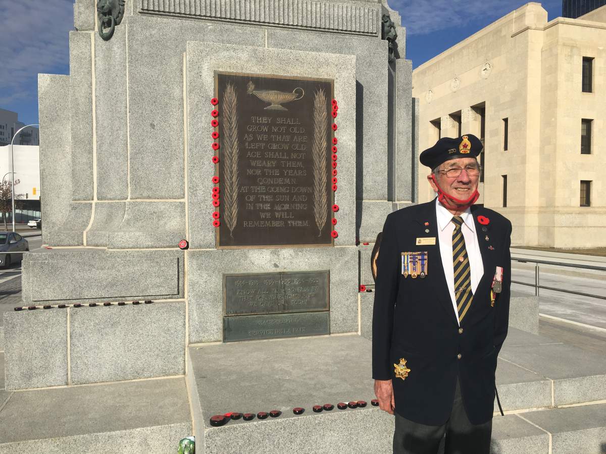 Armand Lavalle says this is the first time he hasn’t attended a Remembrance Day service in many years.
