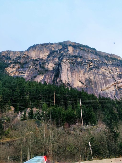 Rescue underway on the Stawamus Chief near Squamish after a base jumper became stuck. Photo Courtesy: Squamish RCMP.