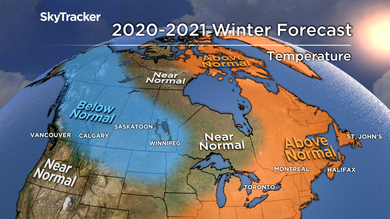 2020년부터 2021년까지 캐나다 전국의 겨울 예보