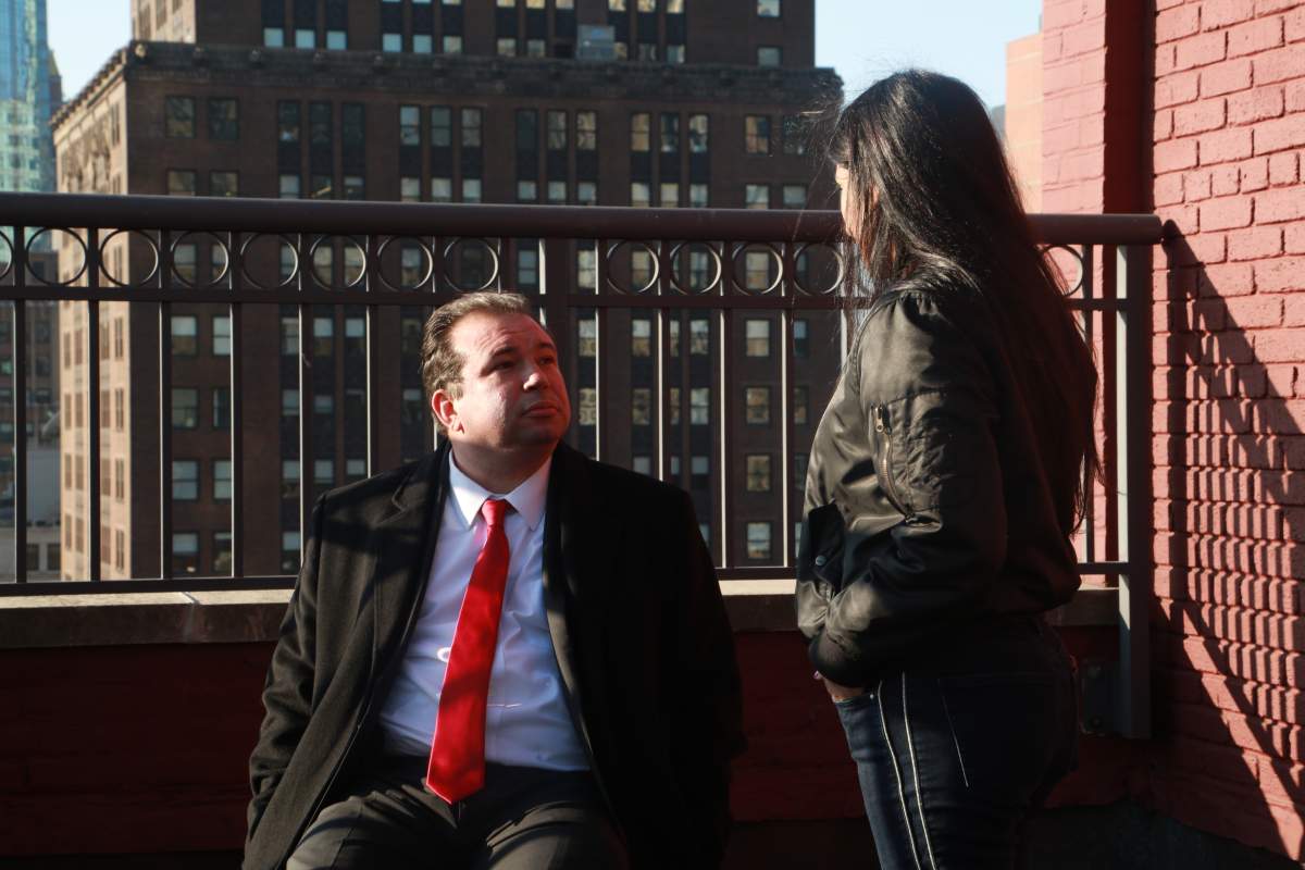 Jia and Jeffrey during filming.