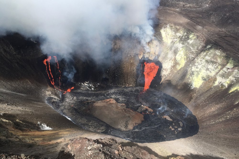 A plume rises near active fissures in the crater of Hawaii’s Kilauea volcano on Monday, Dec. 21, 2020.