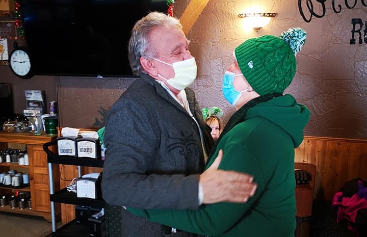 Bonnie Cameron and her brother Dale Maccala on Saturday. He has been cancer-free for just more than two years and told his sister it was her turn to beat it.