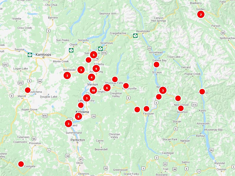 BC Hydro says heavy snowfall caused power outages that stretch from Salmon Arm to Peachland.