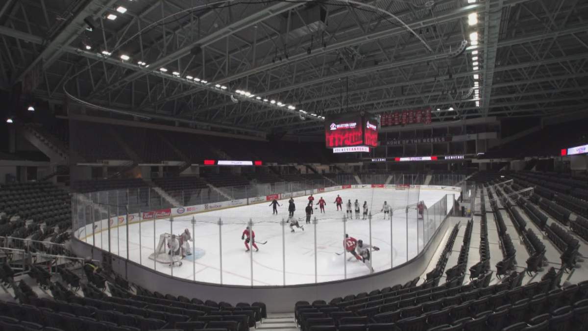 Canadian junior hopefuls practice at the national junior team selection camp in Red Deer, Alta.