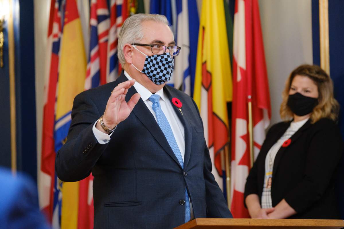 Joe Hargrave was named Minister of Highways and Minister Responsible for Saskatchewan Water Security Agency at the announcement of Premier Scott Moe's new cabinet at Government House in Regina on Nov. 9, 2020.