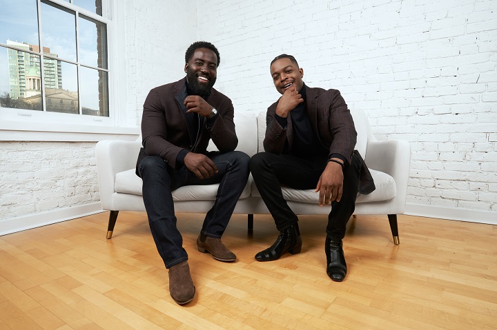 Shamier Anderson, left, and Stephan James, Co-Founders and Co-Chairs of The Black Academy, pose in this undated handout photo. When Toronto-raised actor Stephan James got the inaugural Radius Award at last year's Canadian Screen Awards, he felt incredibly honoured but also a bittersweetness.