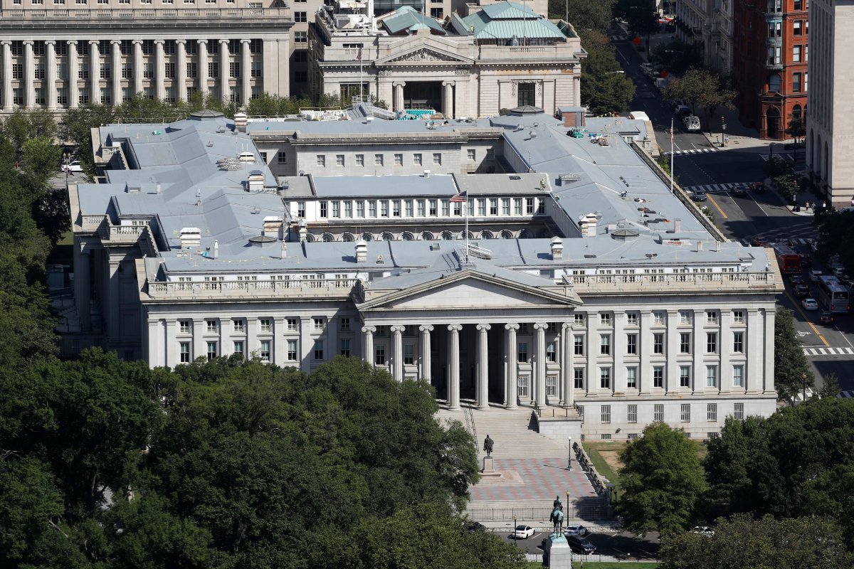 FILE - The U.S. Treasury Department building viewed from the Washington Monument, Wednesday, Sept. 18, 2019, in Washington.