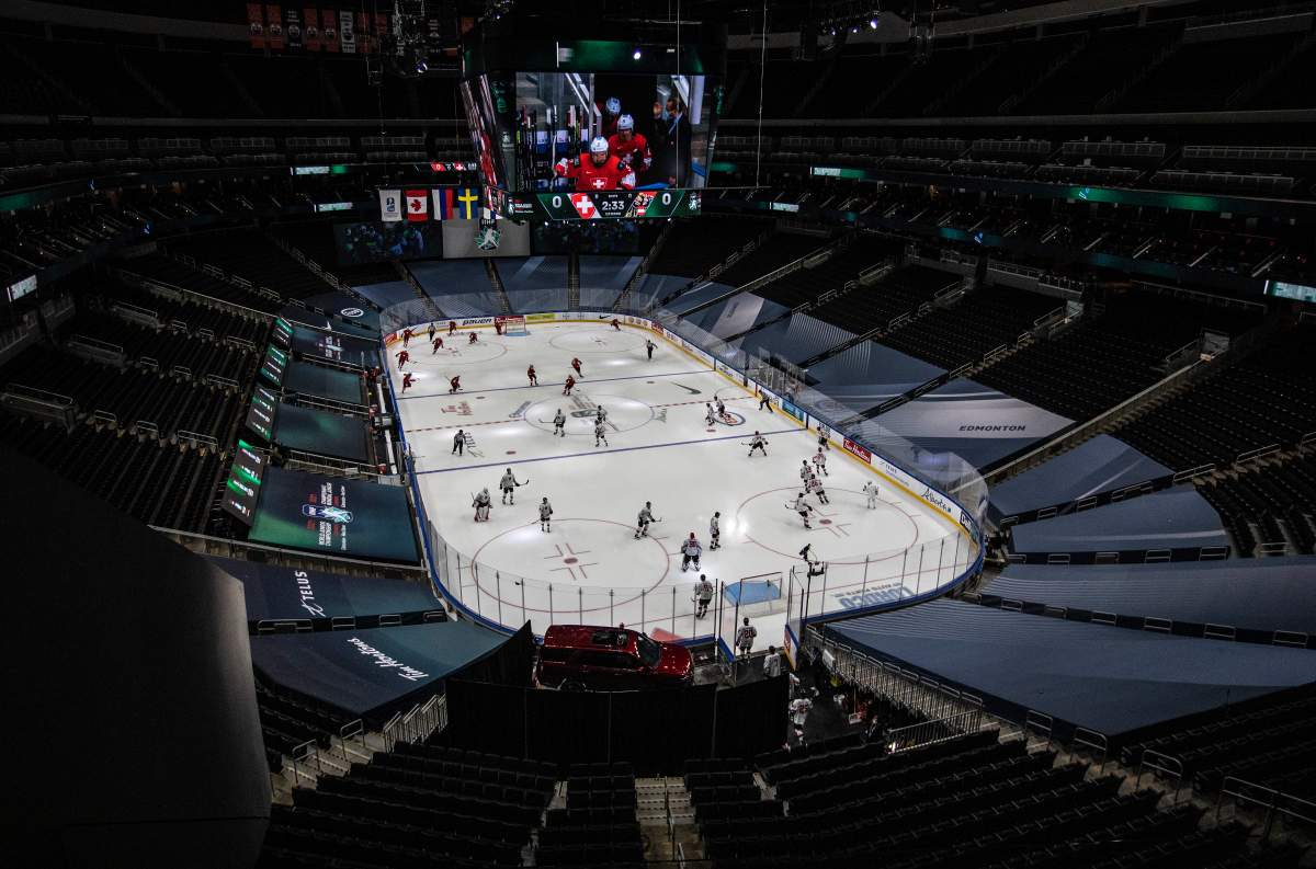 Switzerland and Austria take to the ice before first period IIHF World Junior Hockey Championship pre-competition action in Edmonton on Tuesday, December 22, 2020. The tournament starts on Christmas Day.